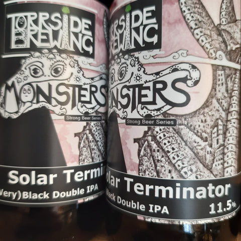 Torrside Monsters 'Solar Terminator' Peat Smoke Double Black IPA w/ dates 11.5% 330ml