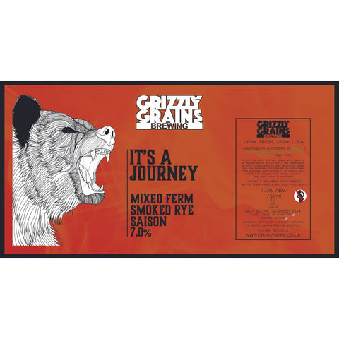Grizzly Grains 'It's A Journey' Mixed Ferm Barrel Rye Smoked Saison 7% 75cl
