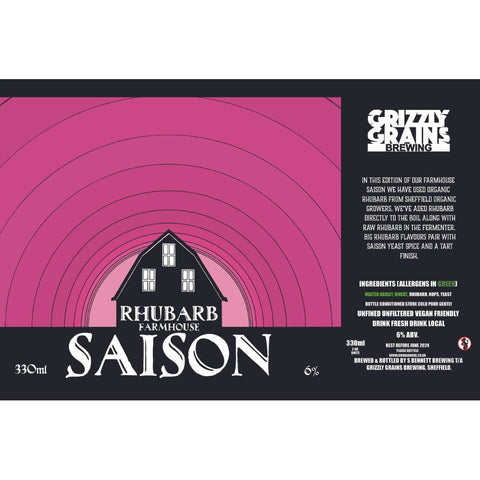 Grizzly Grains Rhubarb Farmhouse Saison 6% 330ml